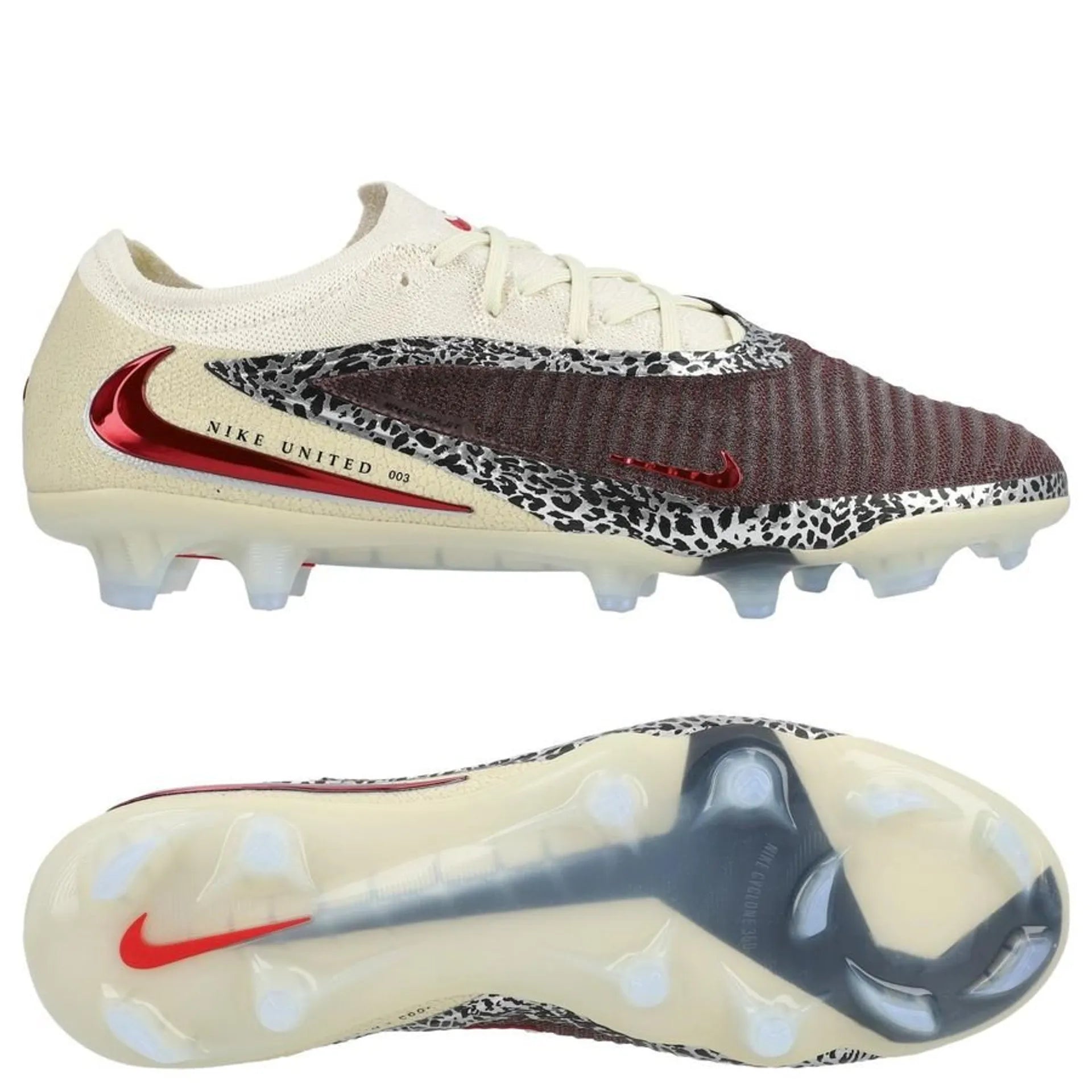 Nike Phantom 6 Elite Low Cut FG United - Bordeaux/Universal Red/Grijs